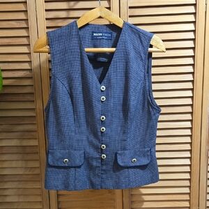 90s Navy & Gray Patterned Button-Up Vest - Recto Verso